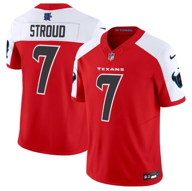 Men's Houston Texans #7 C.J. Stroud Red/White 2024 F.U.S.E. Vapor Limited Football Stitched Jersey - Click Image to Close